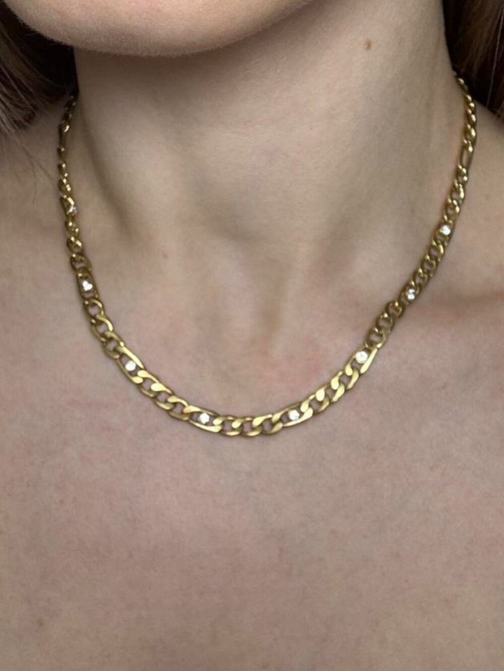 The Margot Delicate stainless steel Gold Necklace dainty delicate cubic zirconia